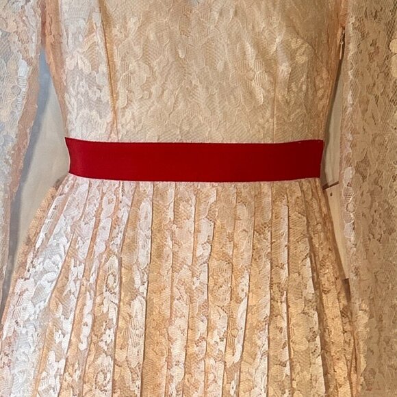 Ladies Little Mistress London NWT SZ 4 Pink & red lace gown vintage wedding prom - Picture 5 of 12